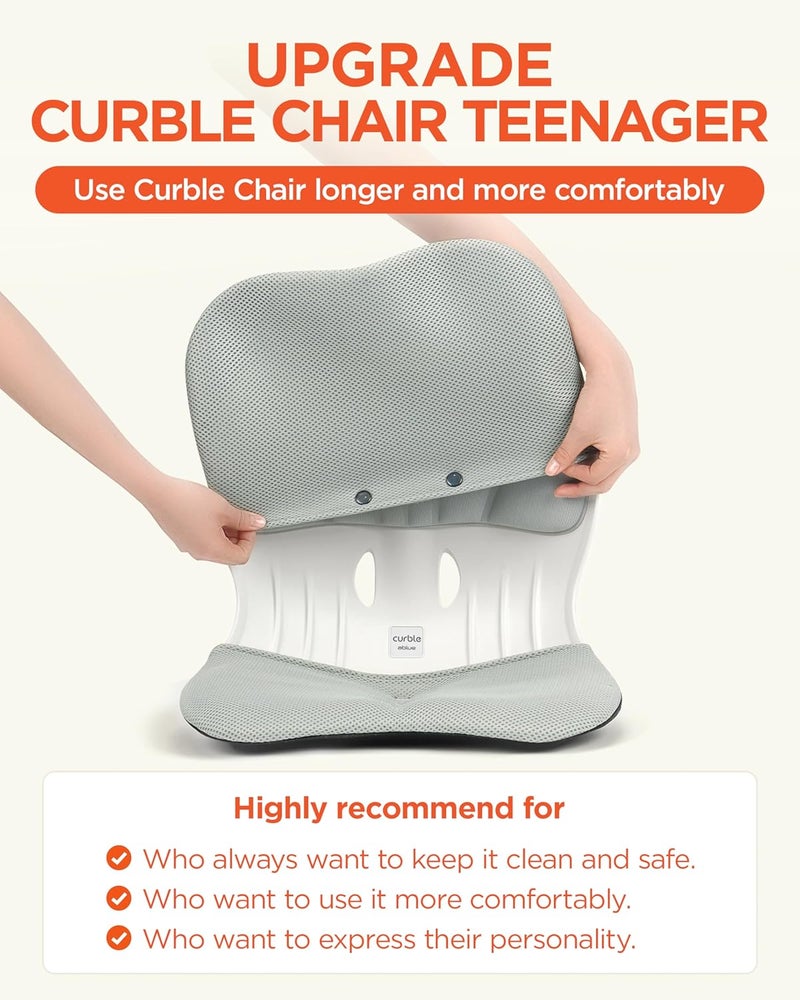 curble Wider Cover, Detachable Cover for Teenager Chair, Ergonomic Chair Back Support and Lumbar Support (Cover Grey) - Image 3